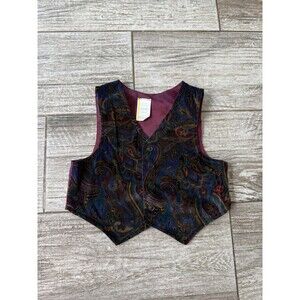 VINTAGE 90s Boys Dress Vest Size 2t velvet  Paisley